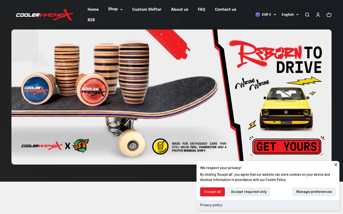 COOLERWORX Short throw shifters homepage screenshot