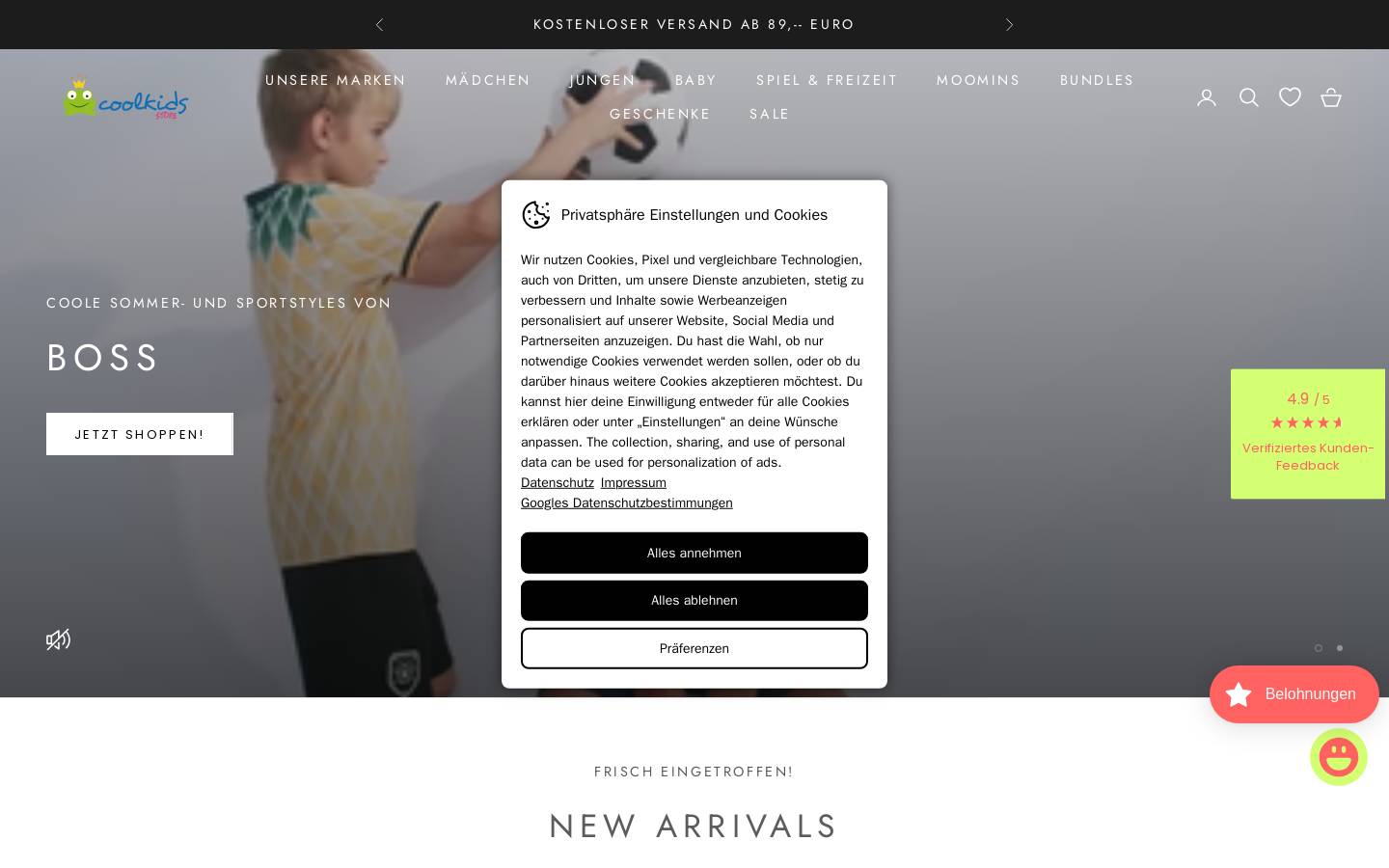 coolkids-store.com homepage screenshot