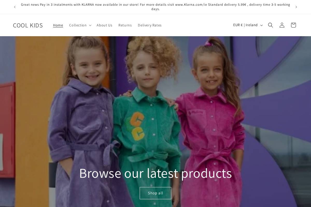 coolkids.ie homepage screenshot