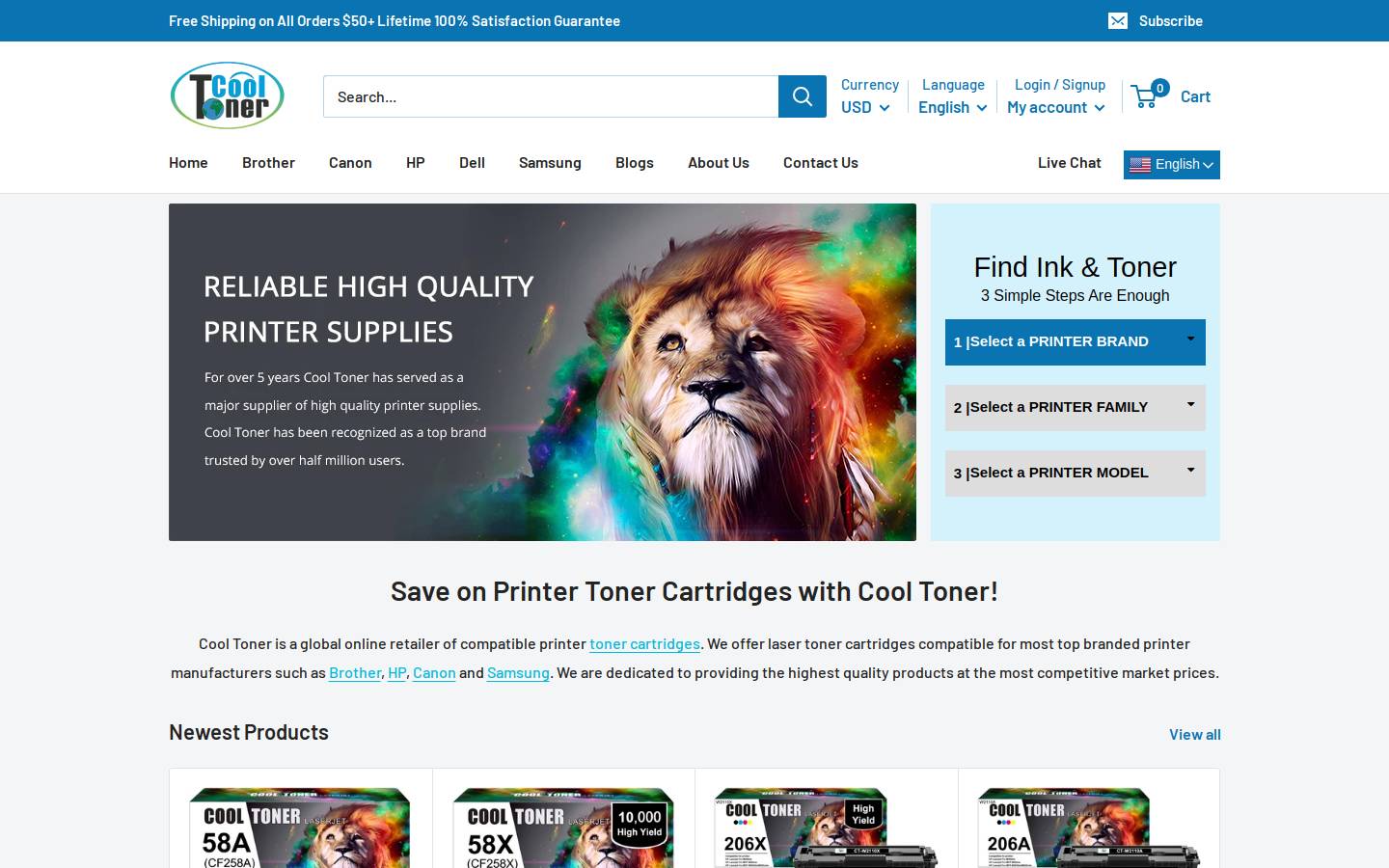 cooltoner.com homepage screenshot