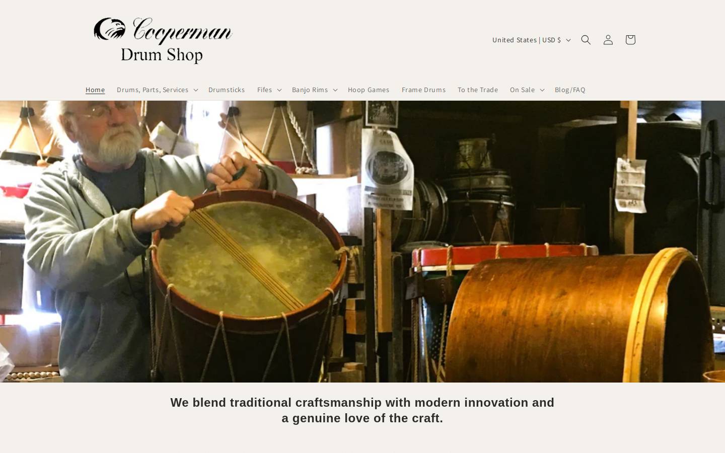 coopermandrumshop.com homepage screenshot