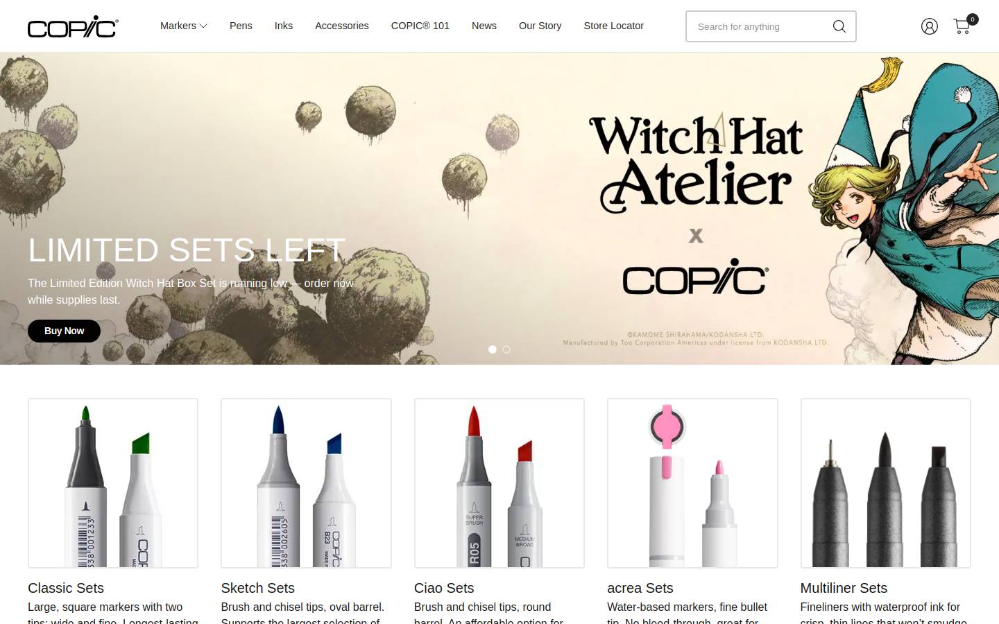 copicmarkers.net homepage screenshot