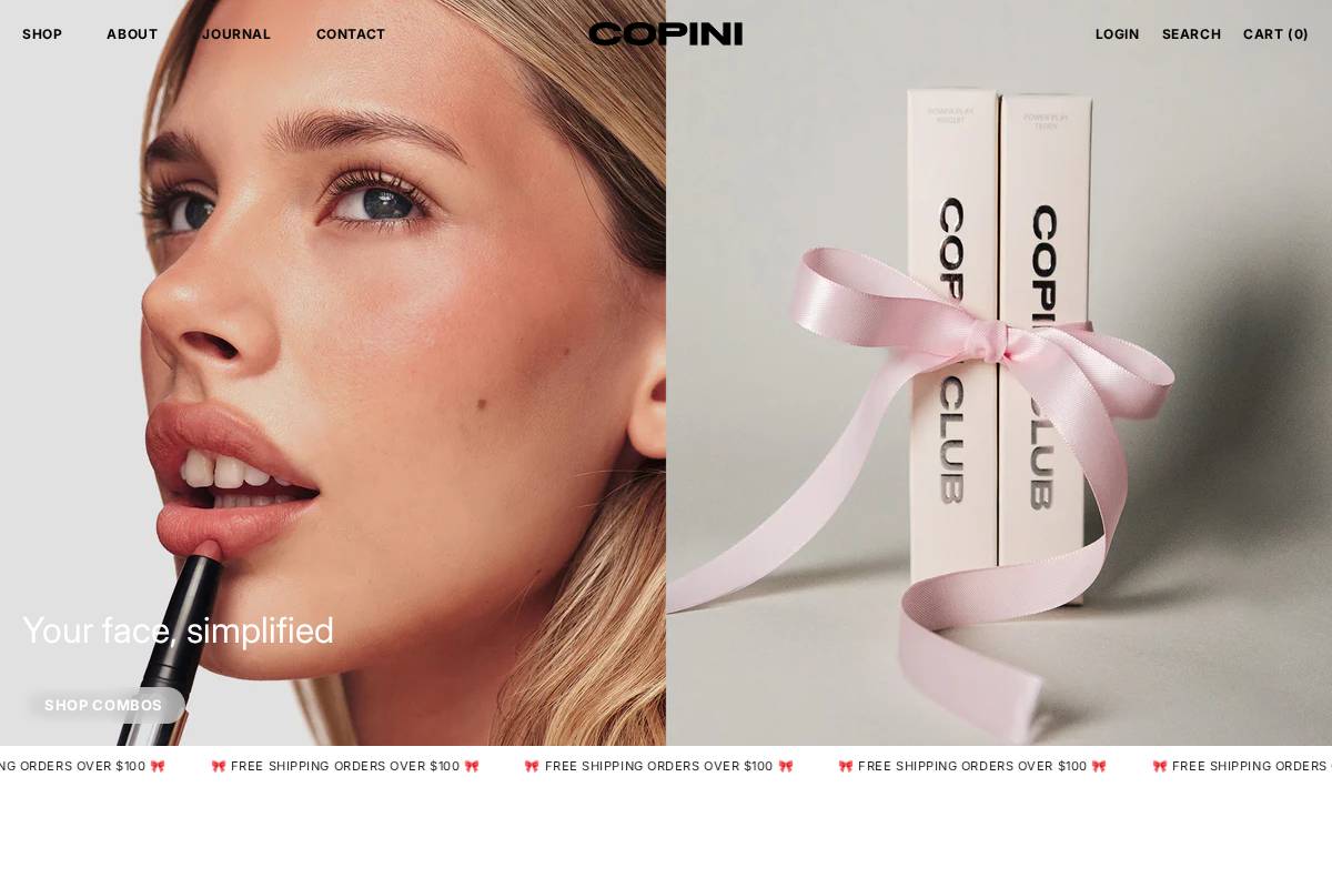 copinibeauty.com homepage screenshot