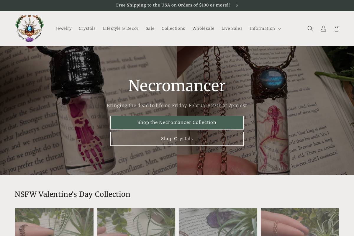 copperashes.org homepage screenshot
