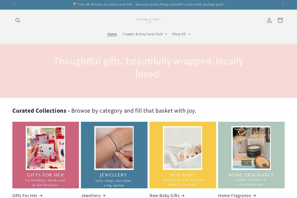 coppergreygifts.com homepage screenshot