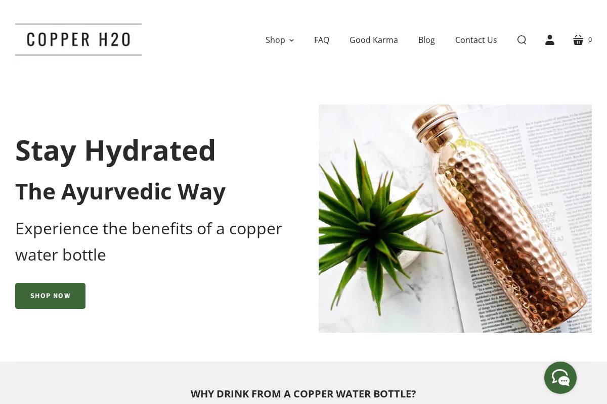 copperh2o.com homepage screenshot