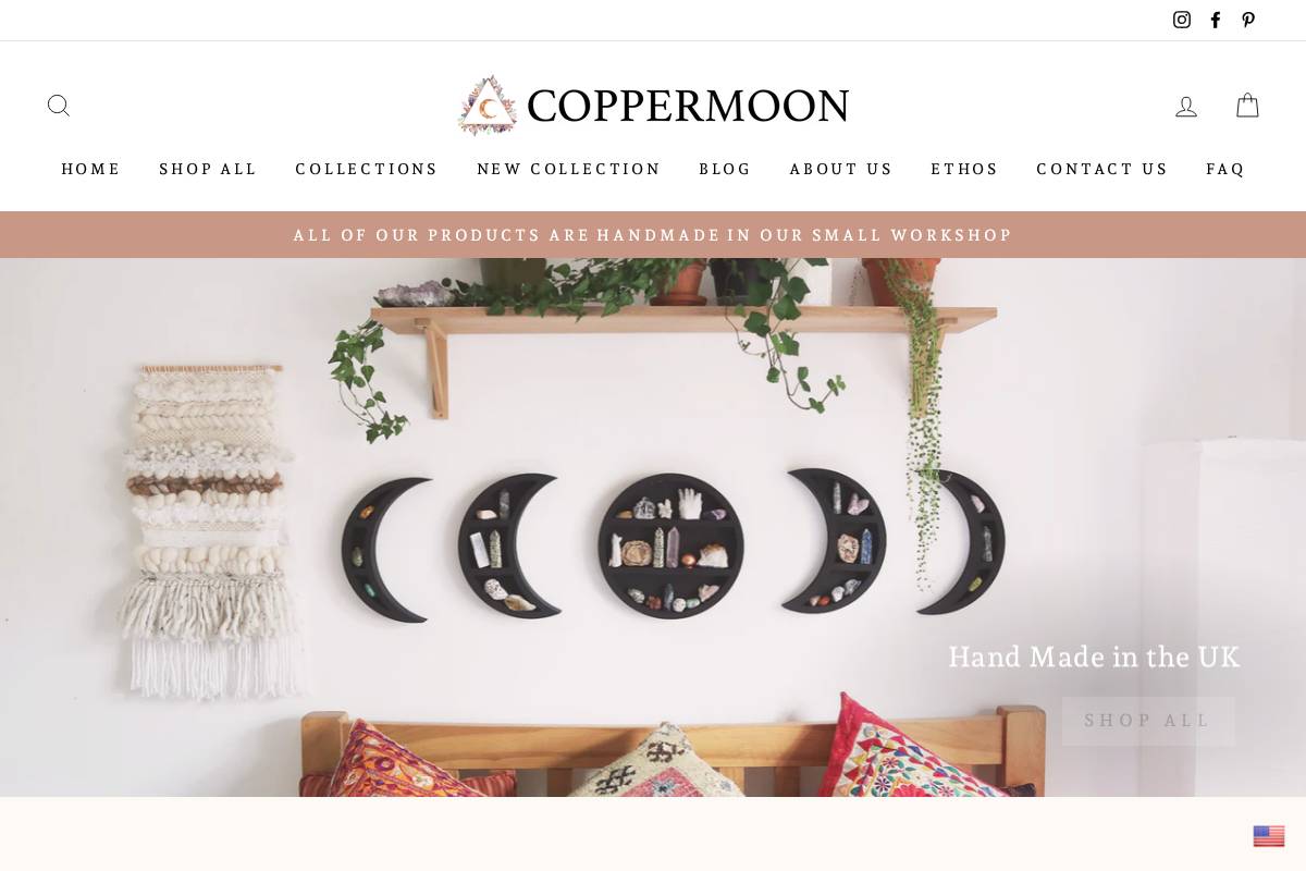 Coppermoonboutique homepage screenshot