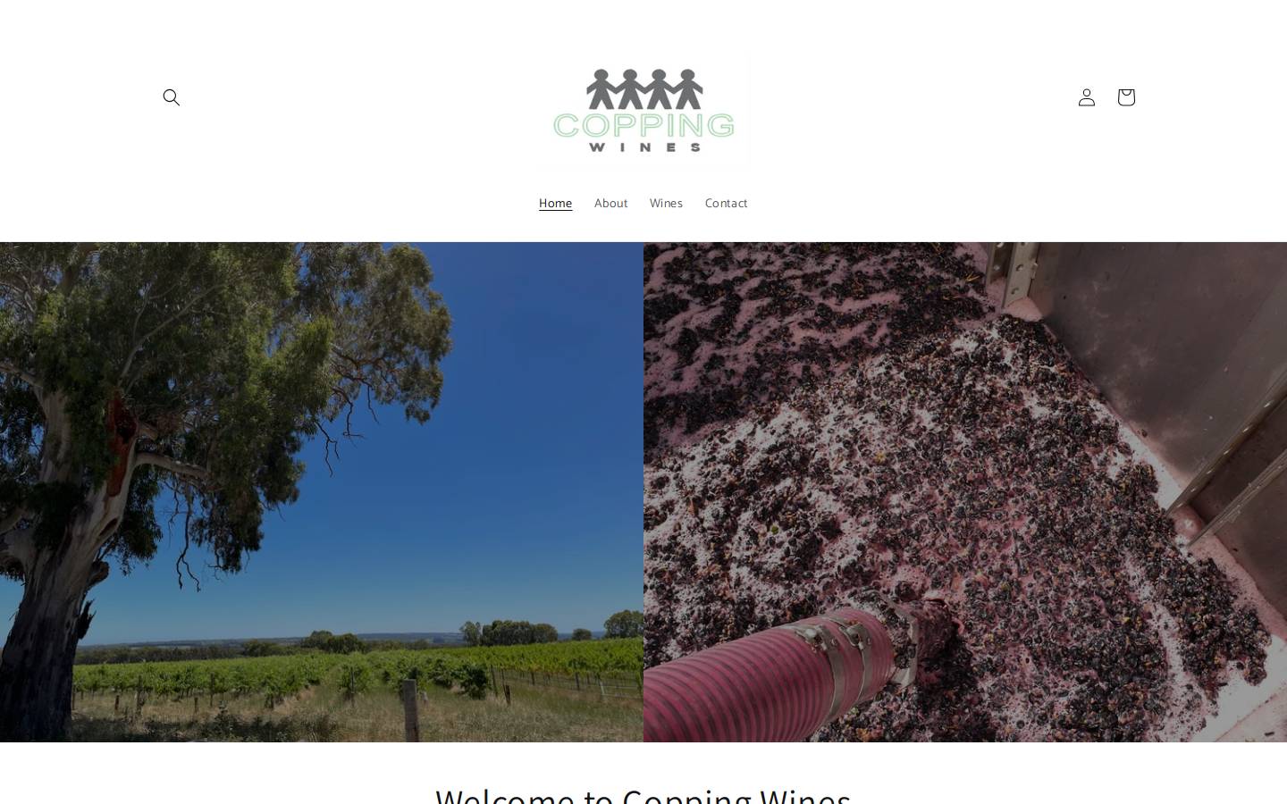 coppingwines.com.au homepage screenshot