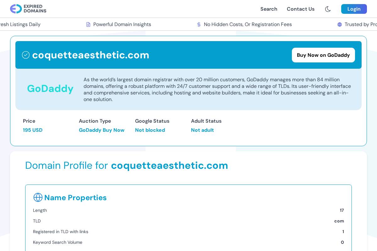 coquetteaesthetic.com homepage screenshot