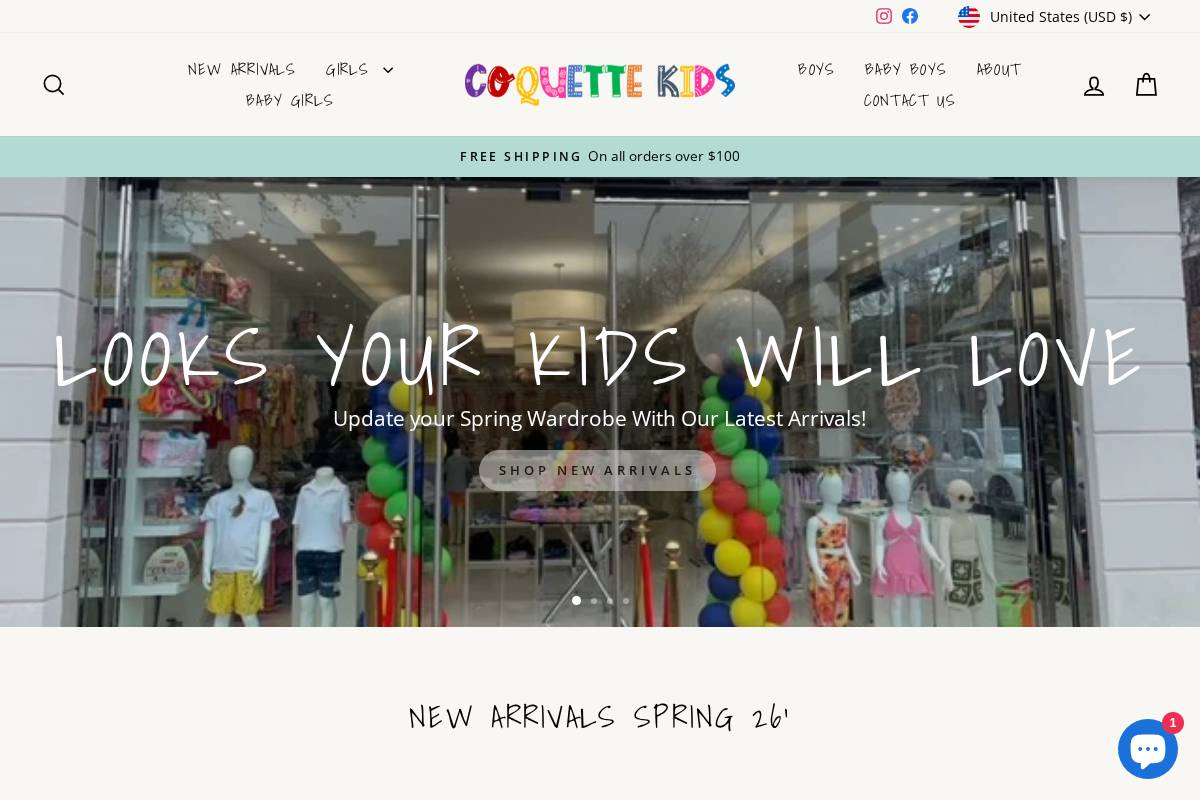 coquettekids.com homepage screenshot