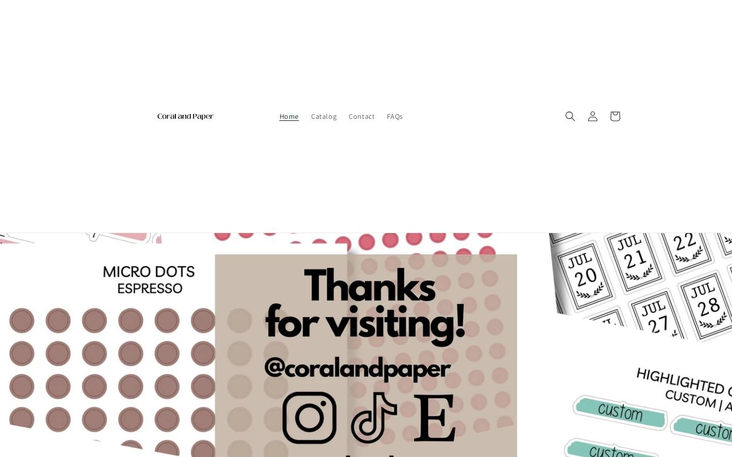 coralandpaper.com homepage screenshot