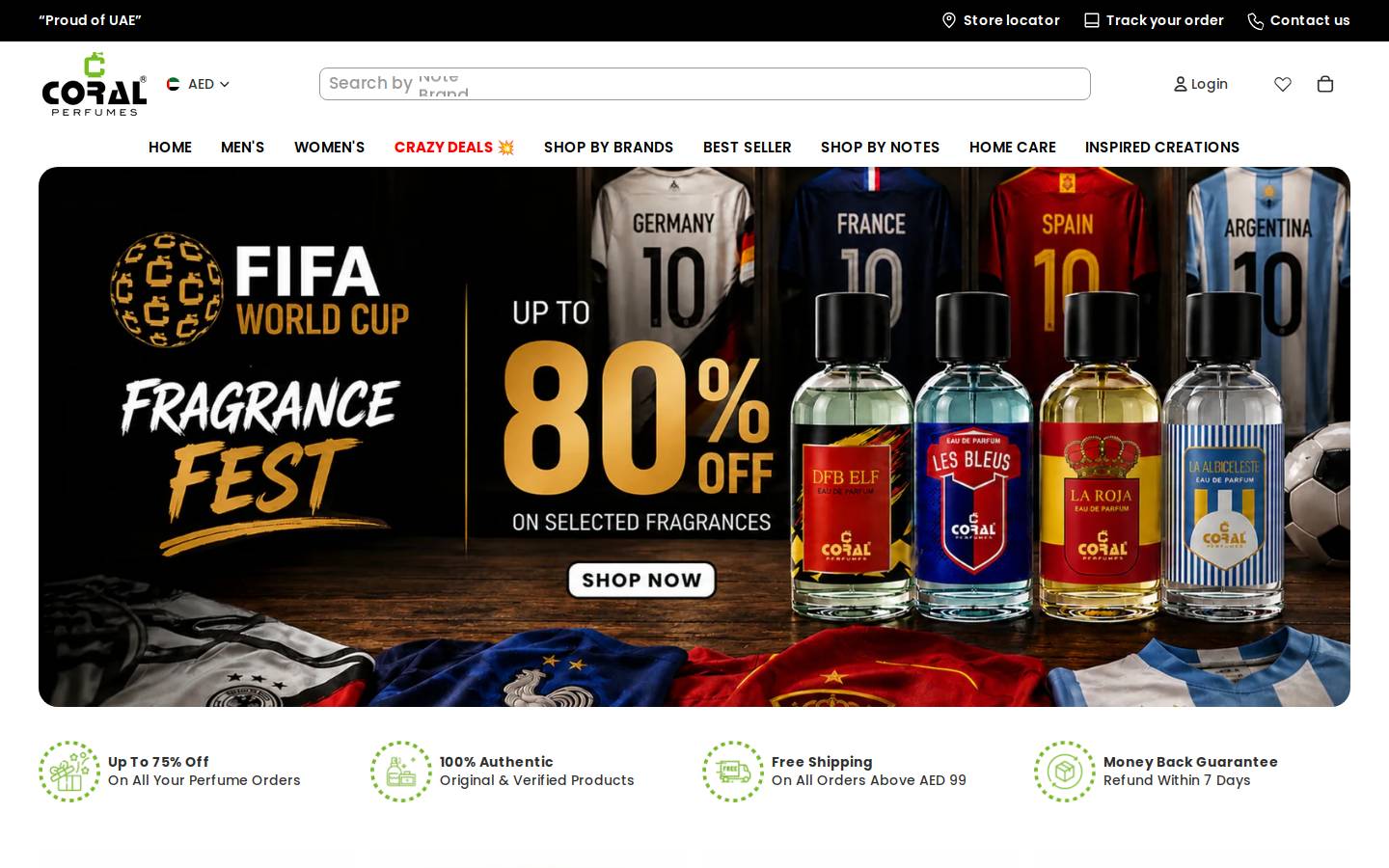 Coral Perfumes homepage screenshot