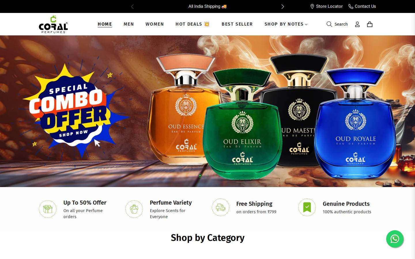 Coral Perfumes homepage screenshot