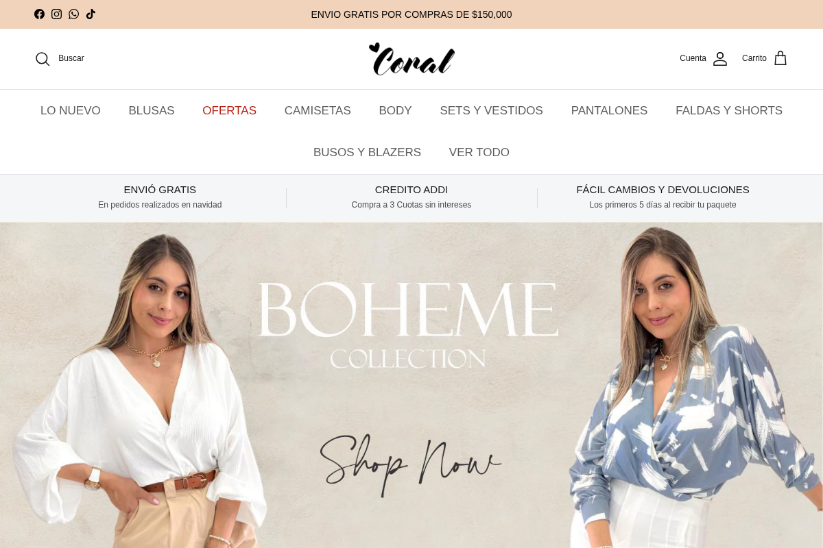 Tienda Coral homepage screenshot