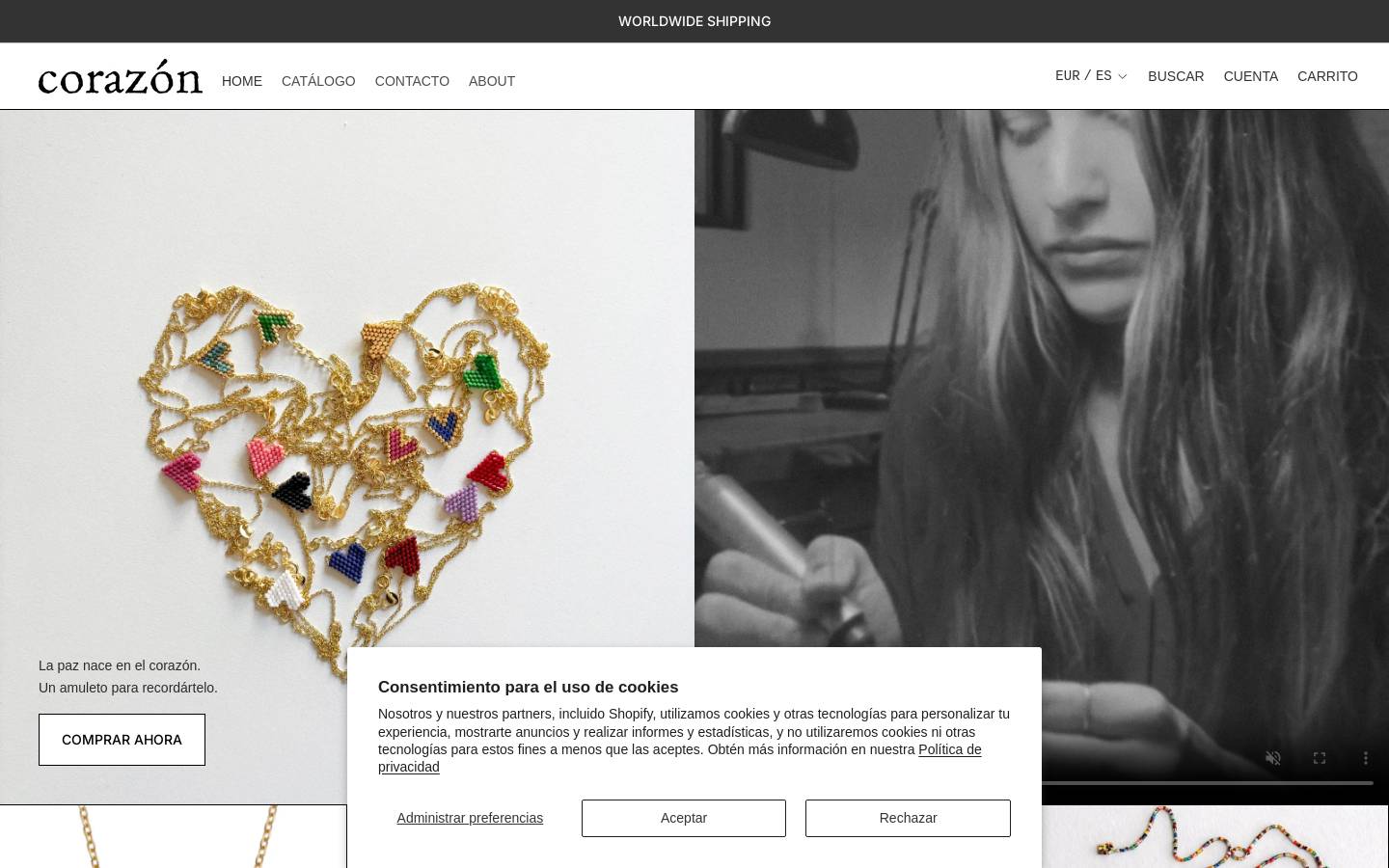 corazonstore.com homepage screenshot