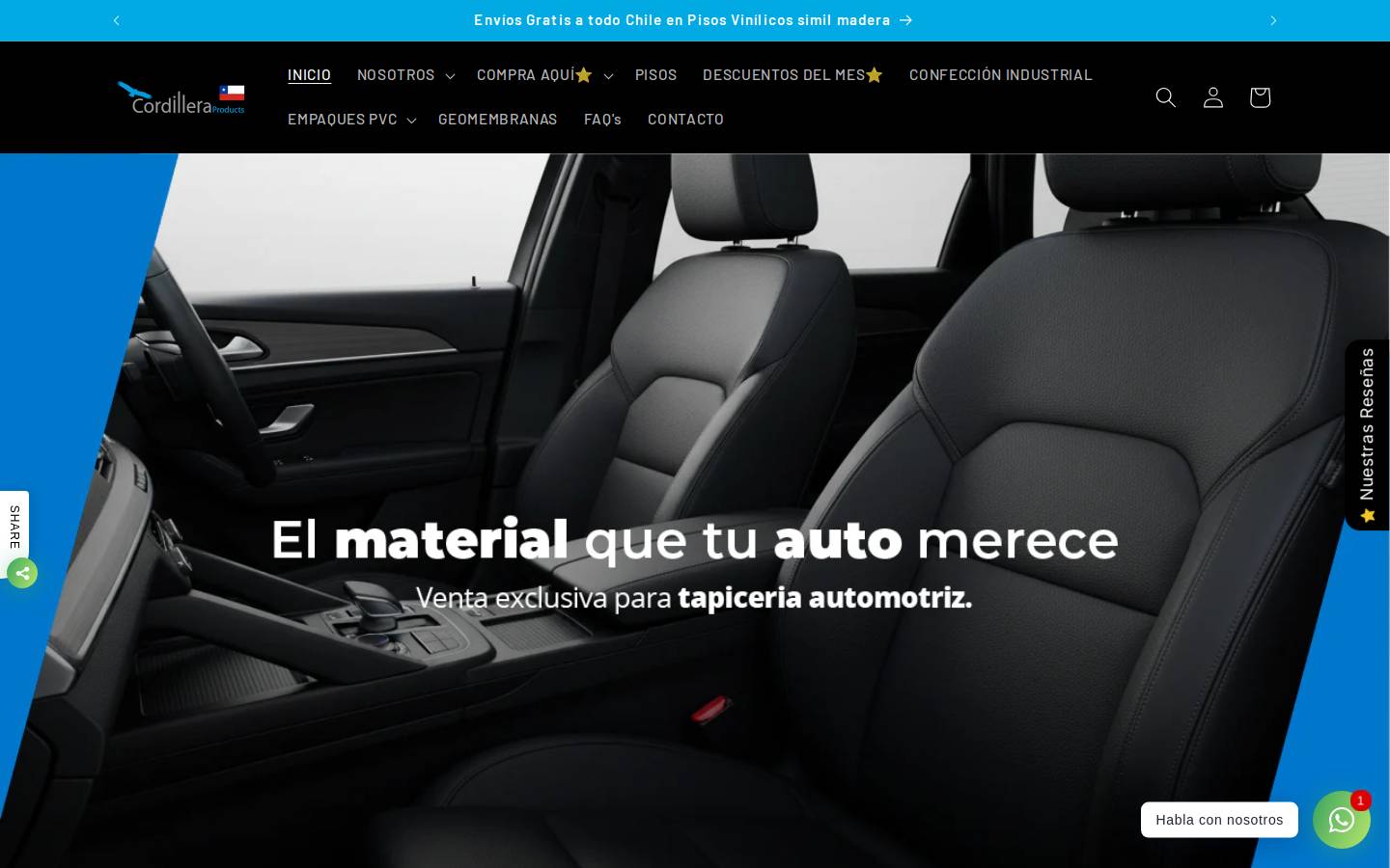 cordilleraproducts.cl homepage screenshot