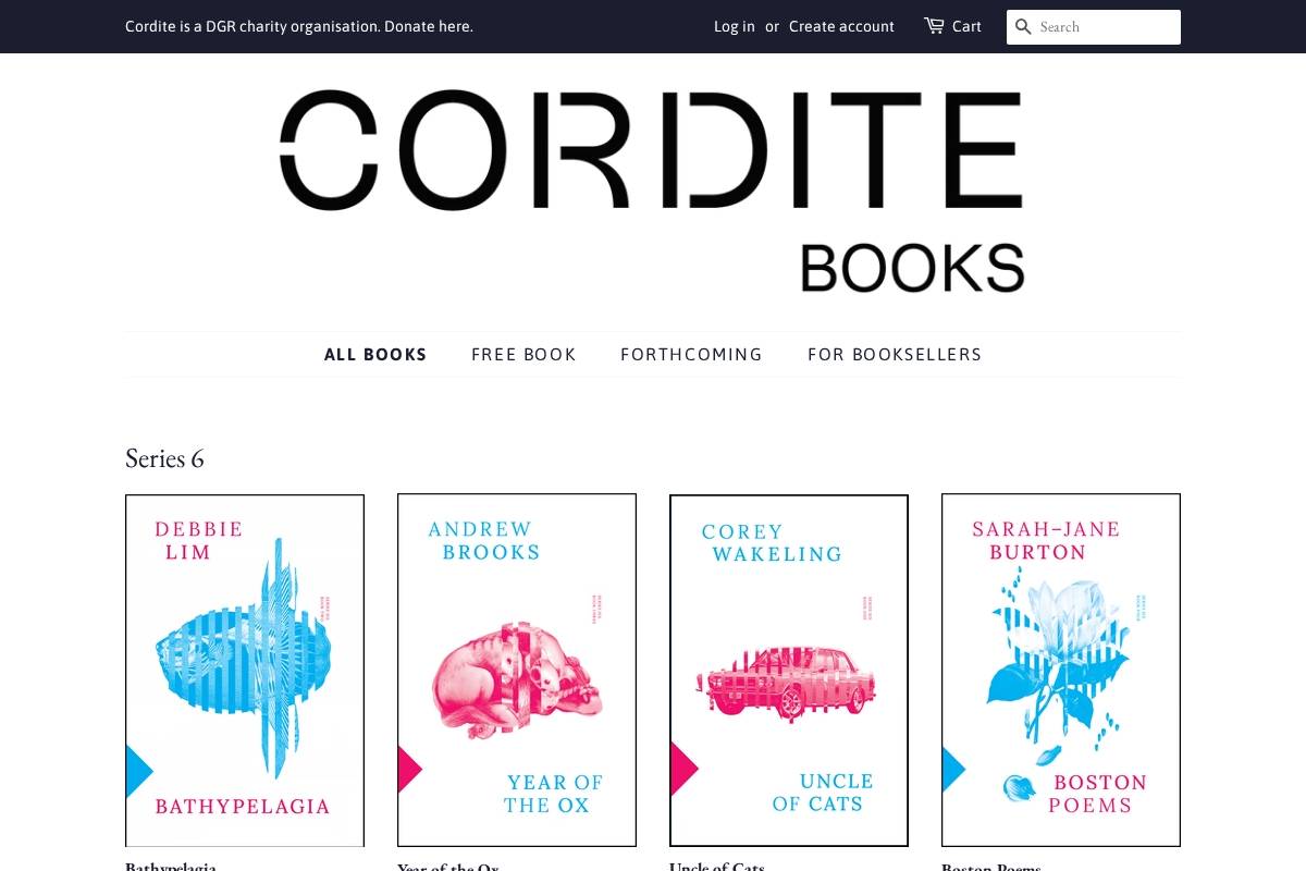 corditebooks.org.au homepage screenshot