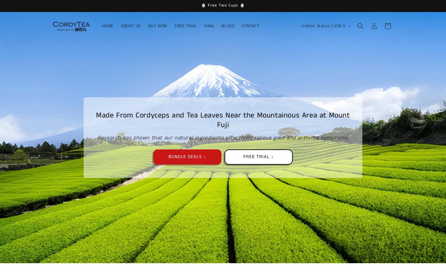 cordytea.com homepage screenshot