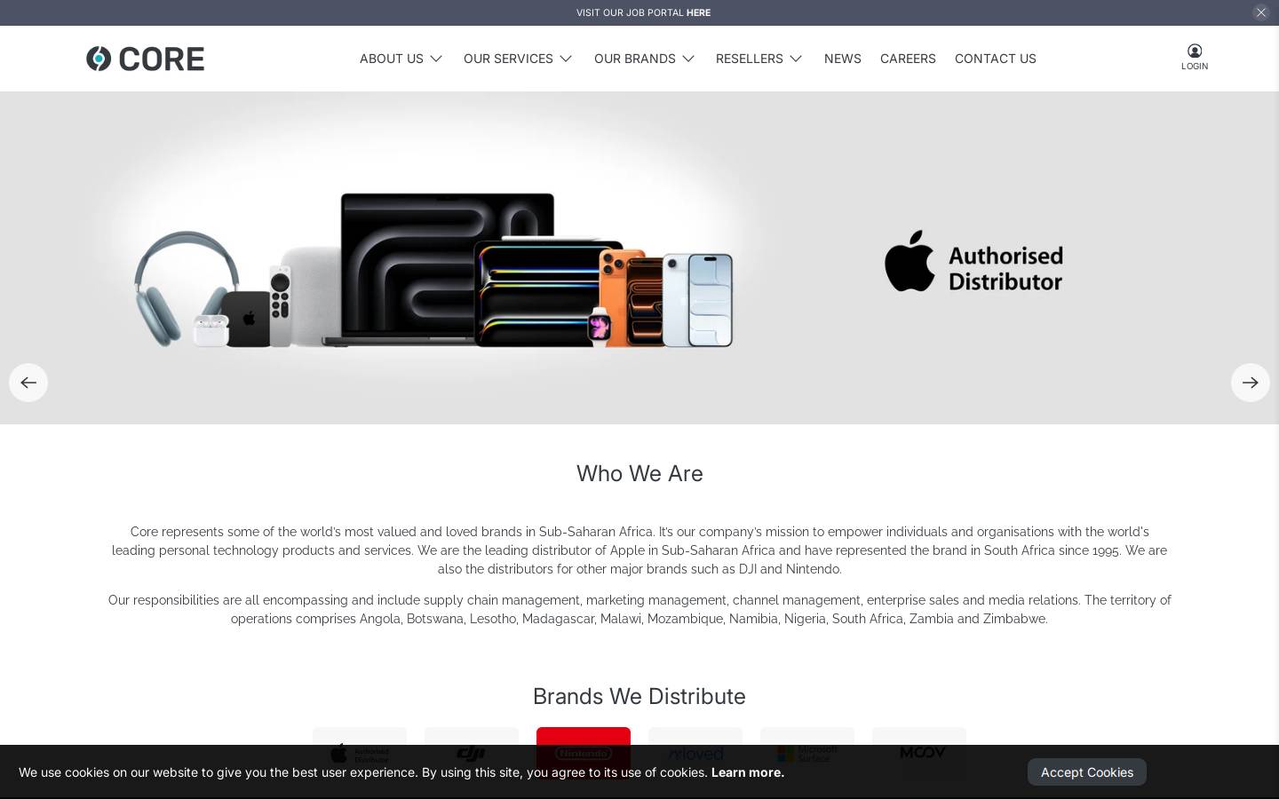 core.co.za homepage screenshot