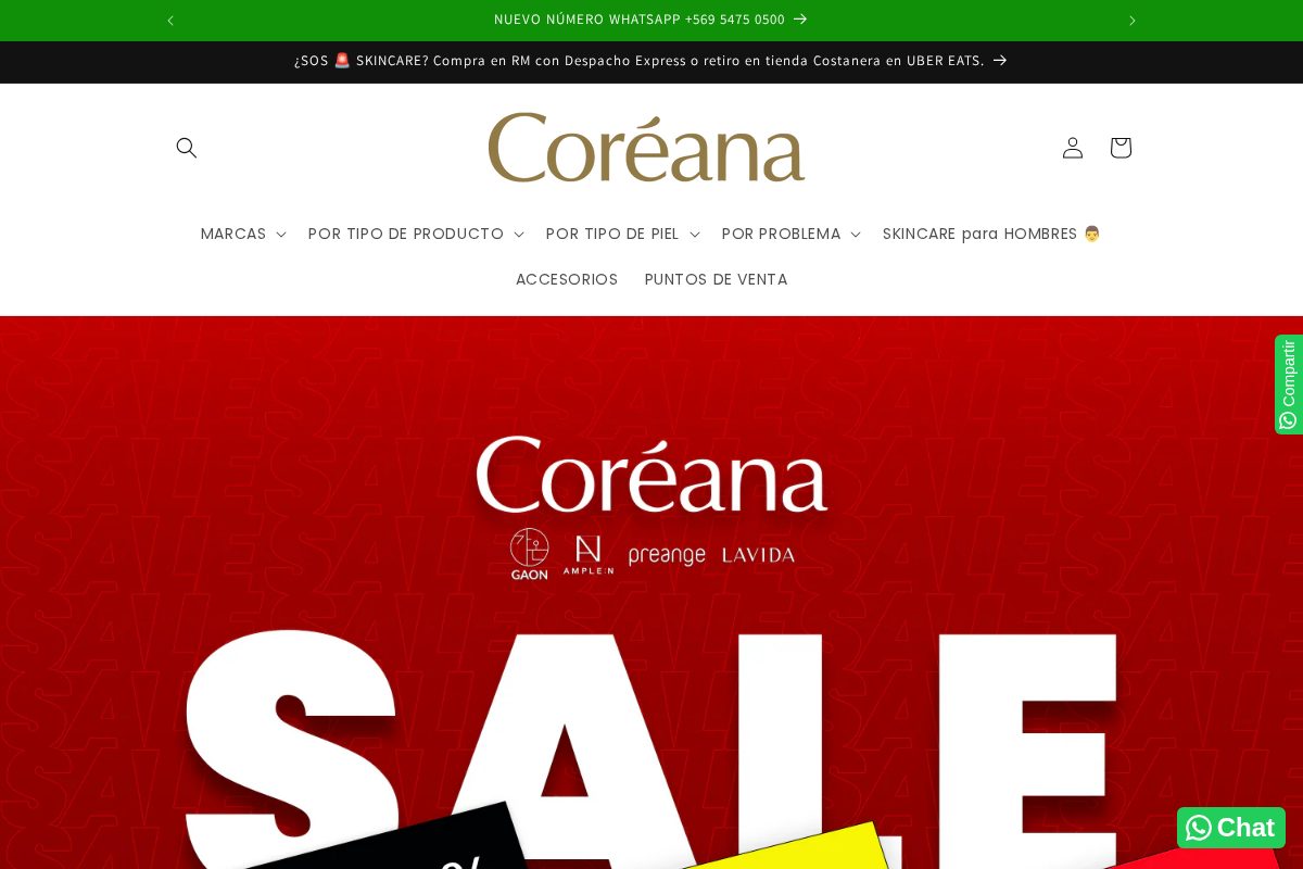 Coreana Chile homepage screenshot