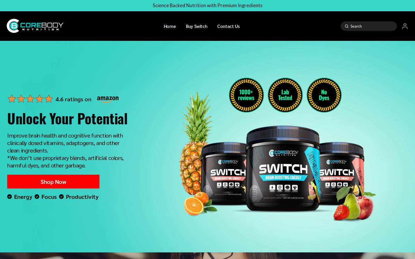 corebodynutrition.com homepage screenshot