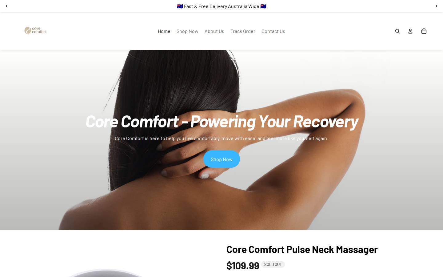 corecomfort.com.au homepage screenshot