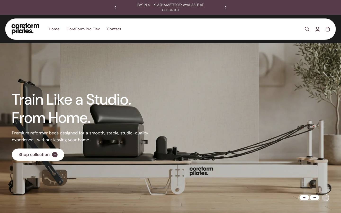 coreformpilates.com.au homepage screenshot