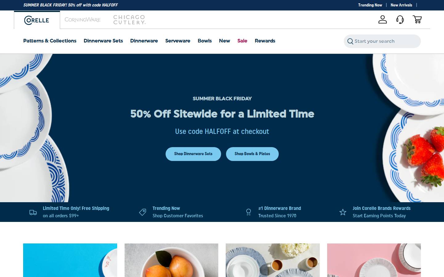 Corelle homepage screenshot