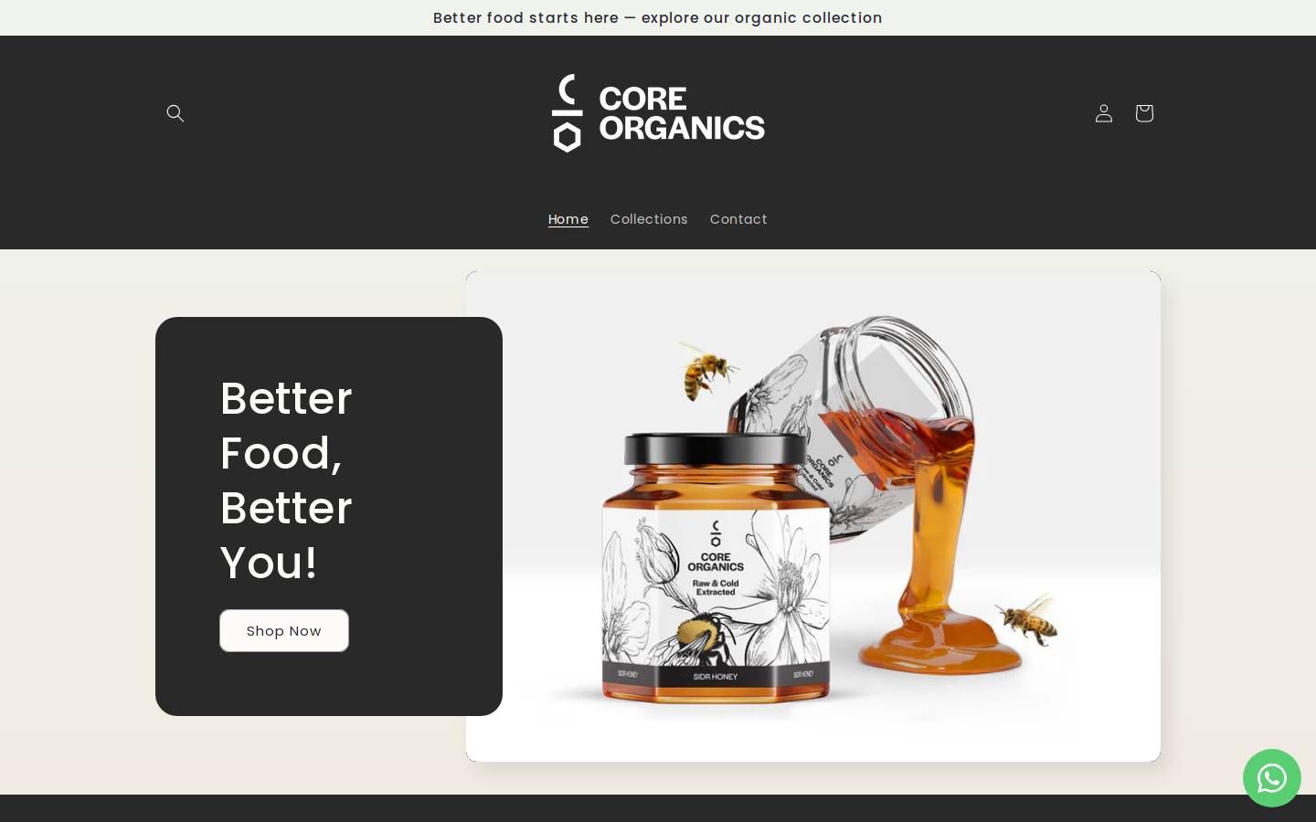 coreorganics.net homepage screenshot