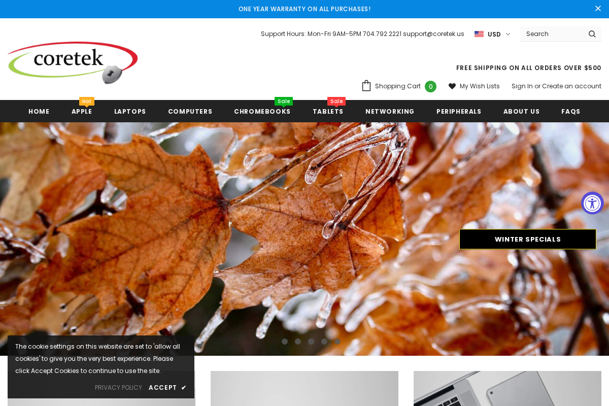Coretekcomputers homepage screenshot