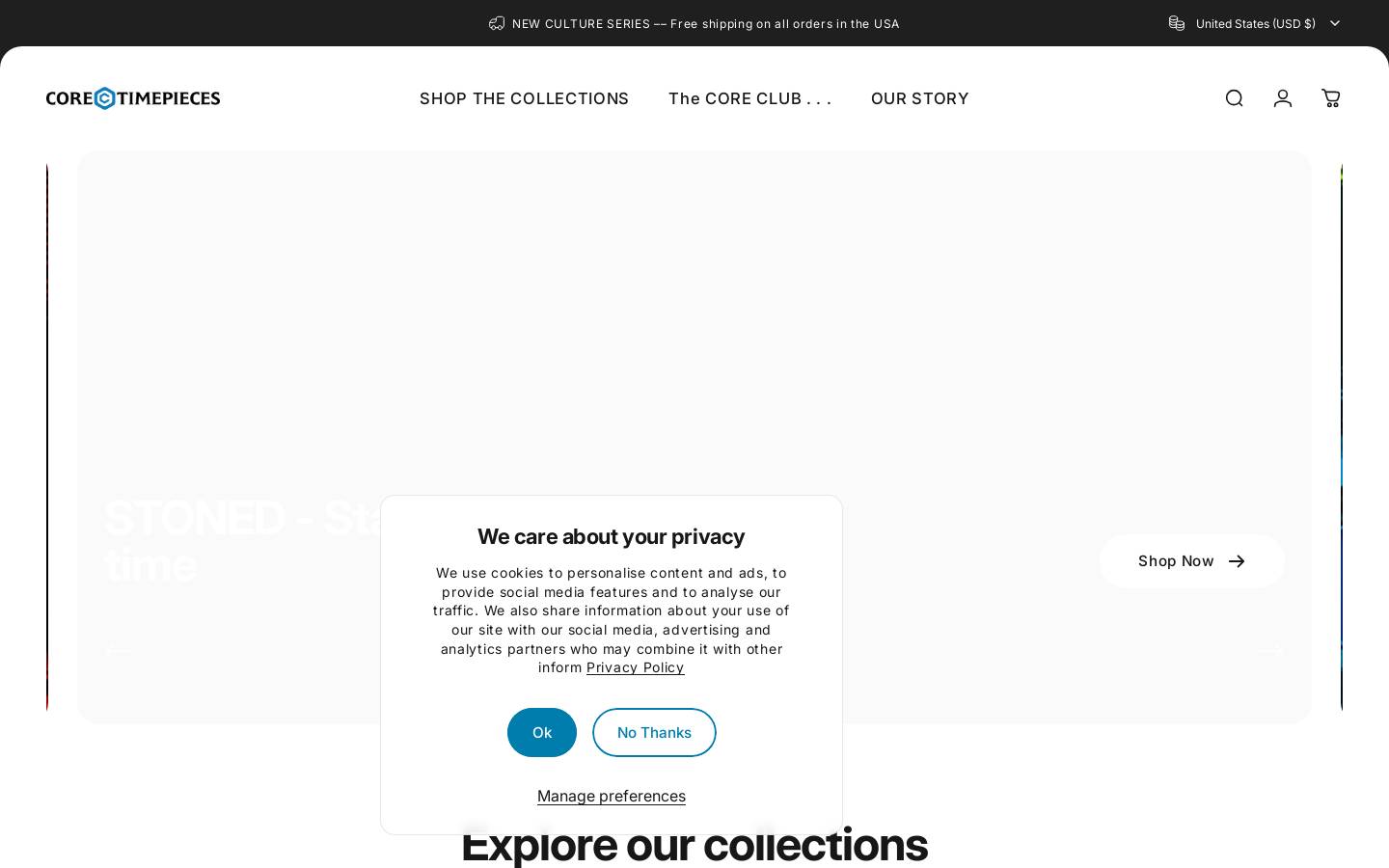 coretimepieces.com homepage screenshot