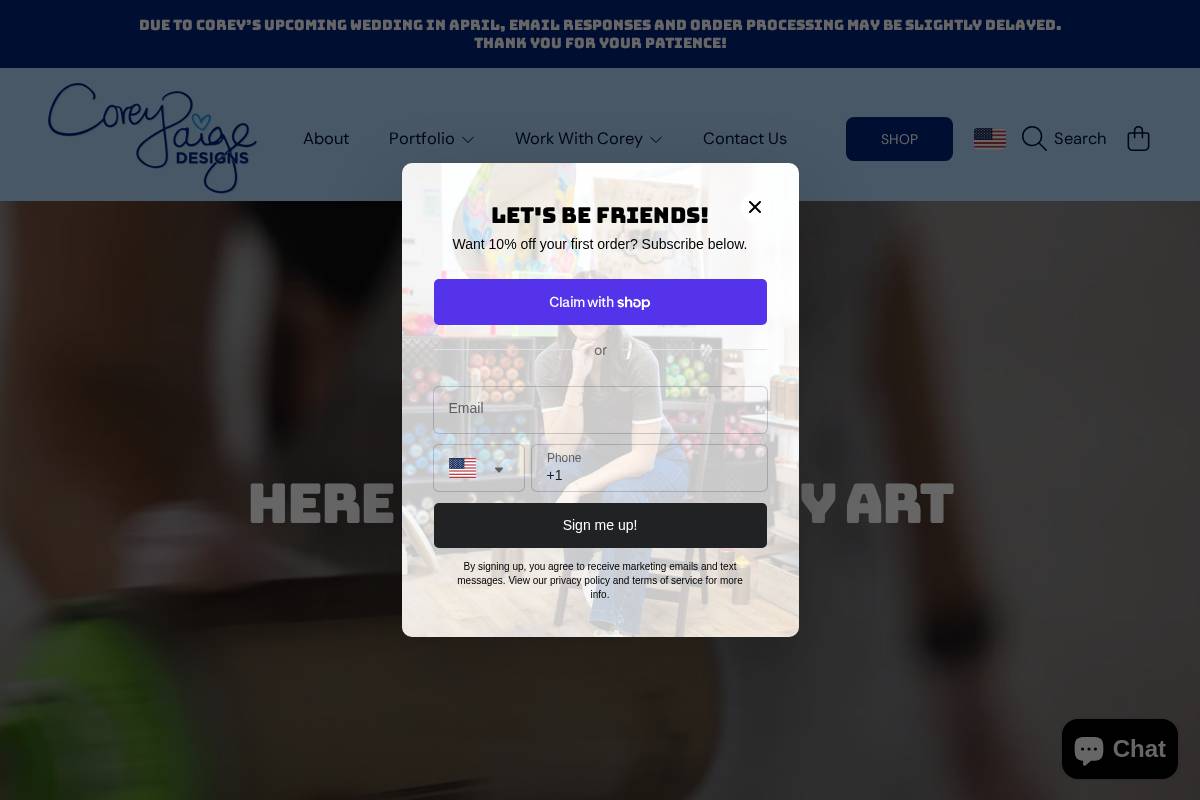 coreypaigedesigns.com homepage screenshot