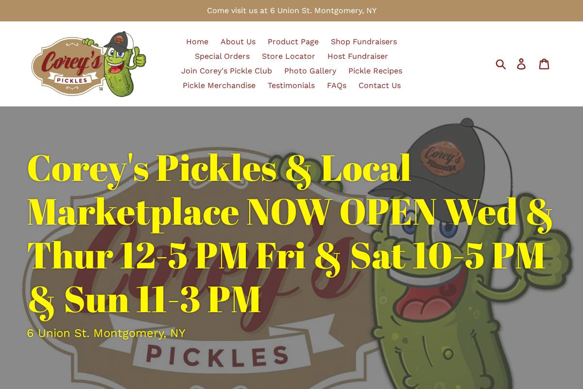 coreyspickles.com homepage screenshot