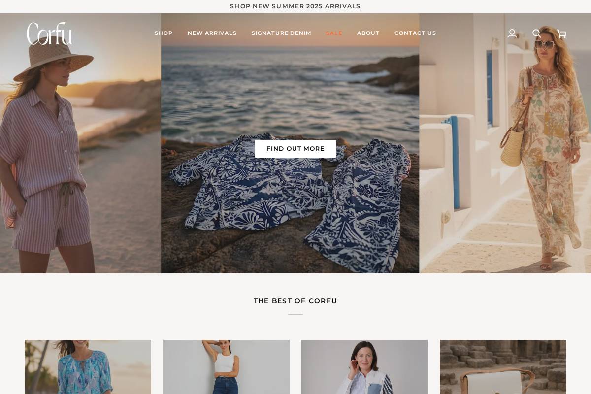 corfujeans.com.au homepage screenshot