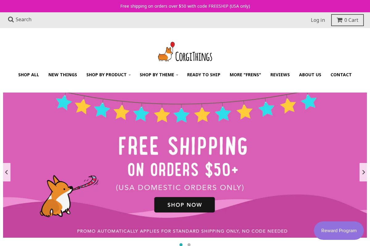 Corgi Things homepage screenshot