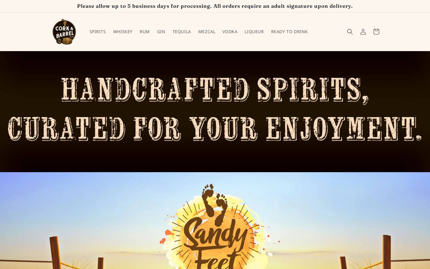 corkandbarrelclub.com homepage screenshot