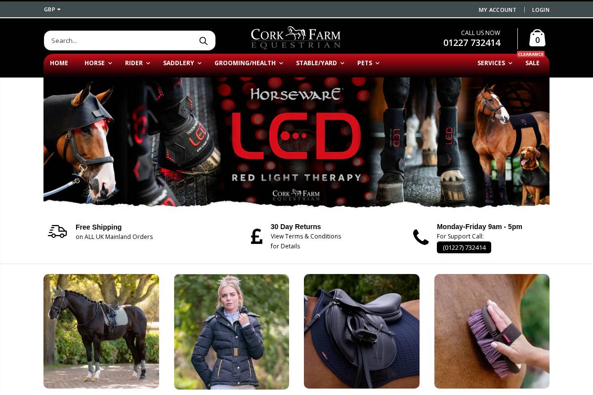 Cork Farm Equestrian homepage screenshot