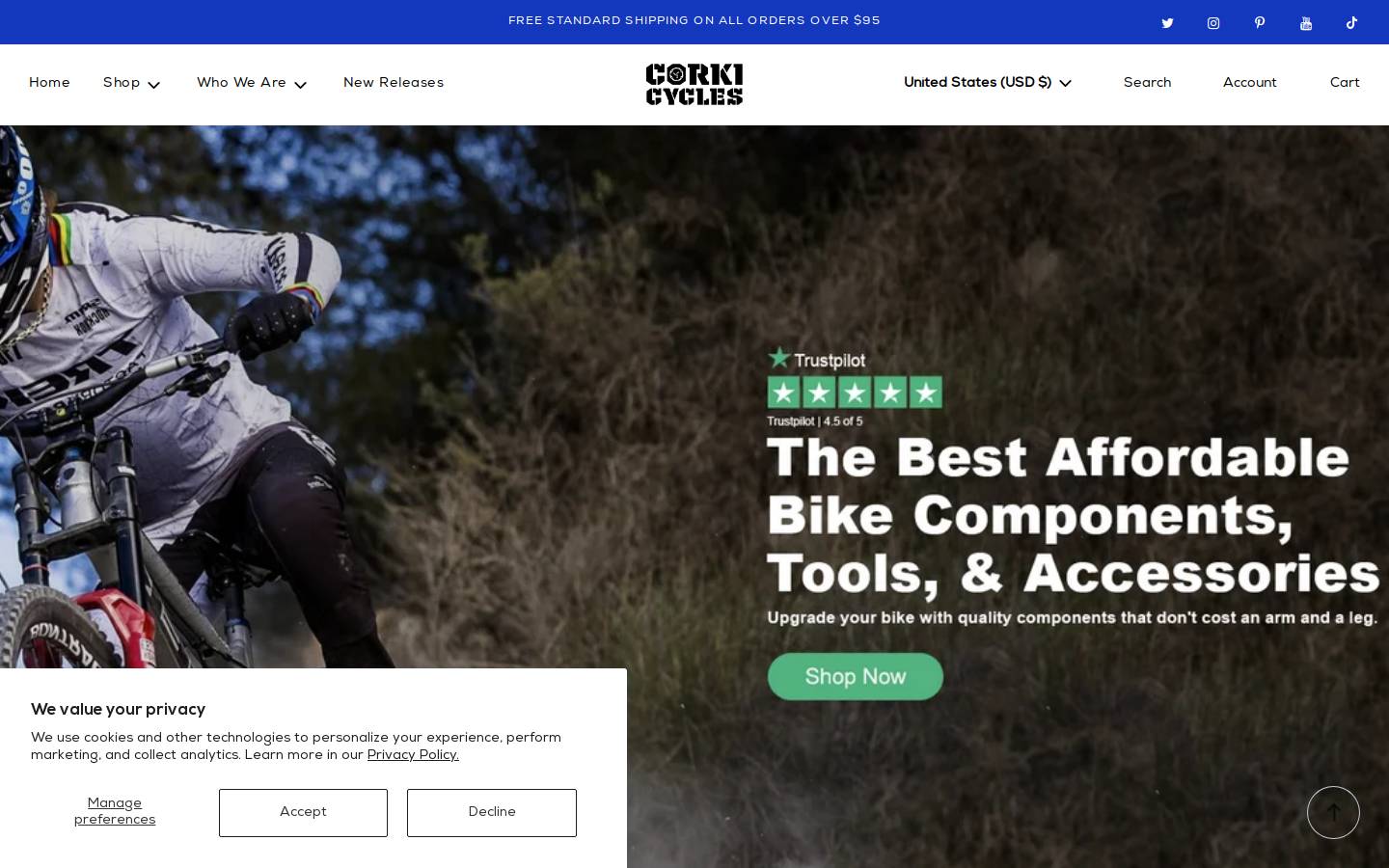 Corkicycles homepage screenshot