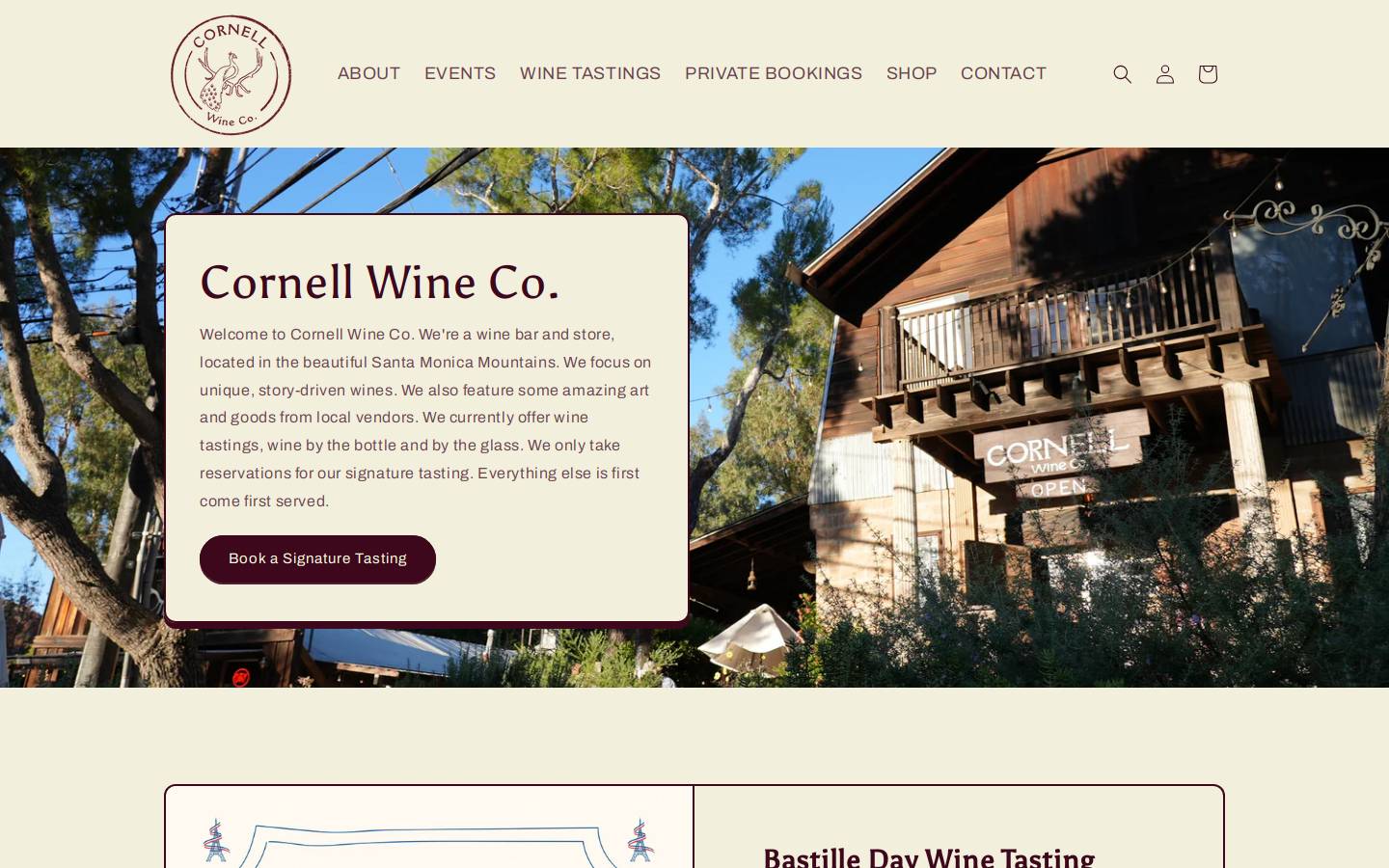 cornellwineco.com homepage screenshot