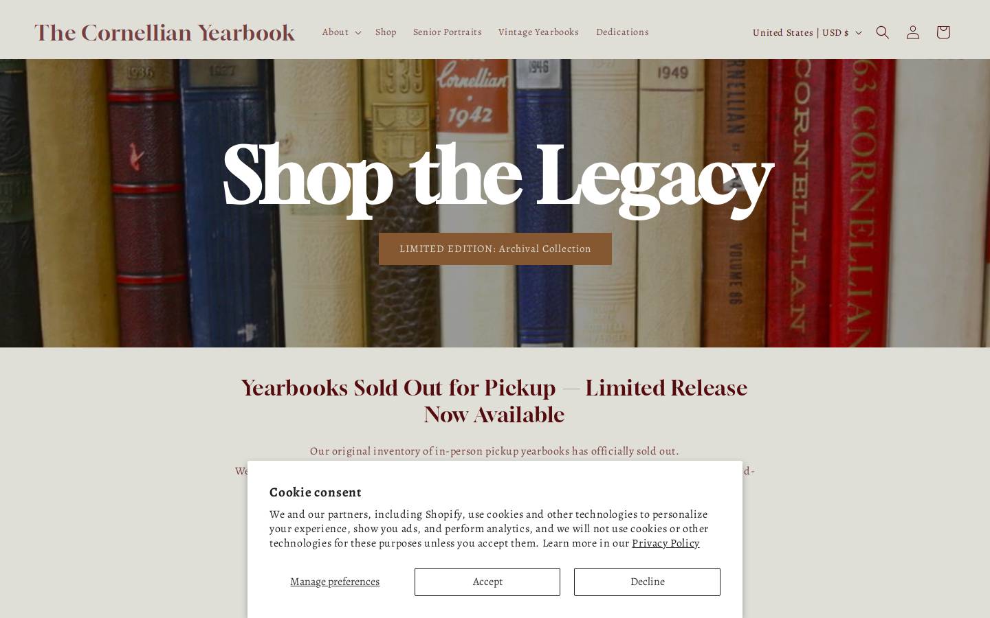 cornellyearbook.com homepage screenshot