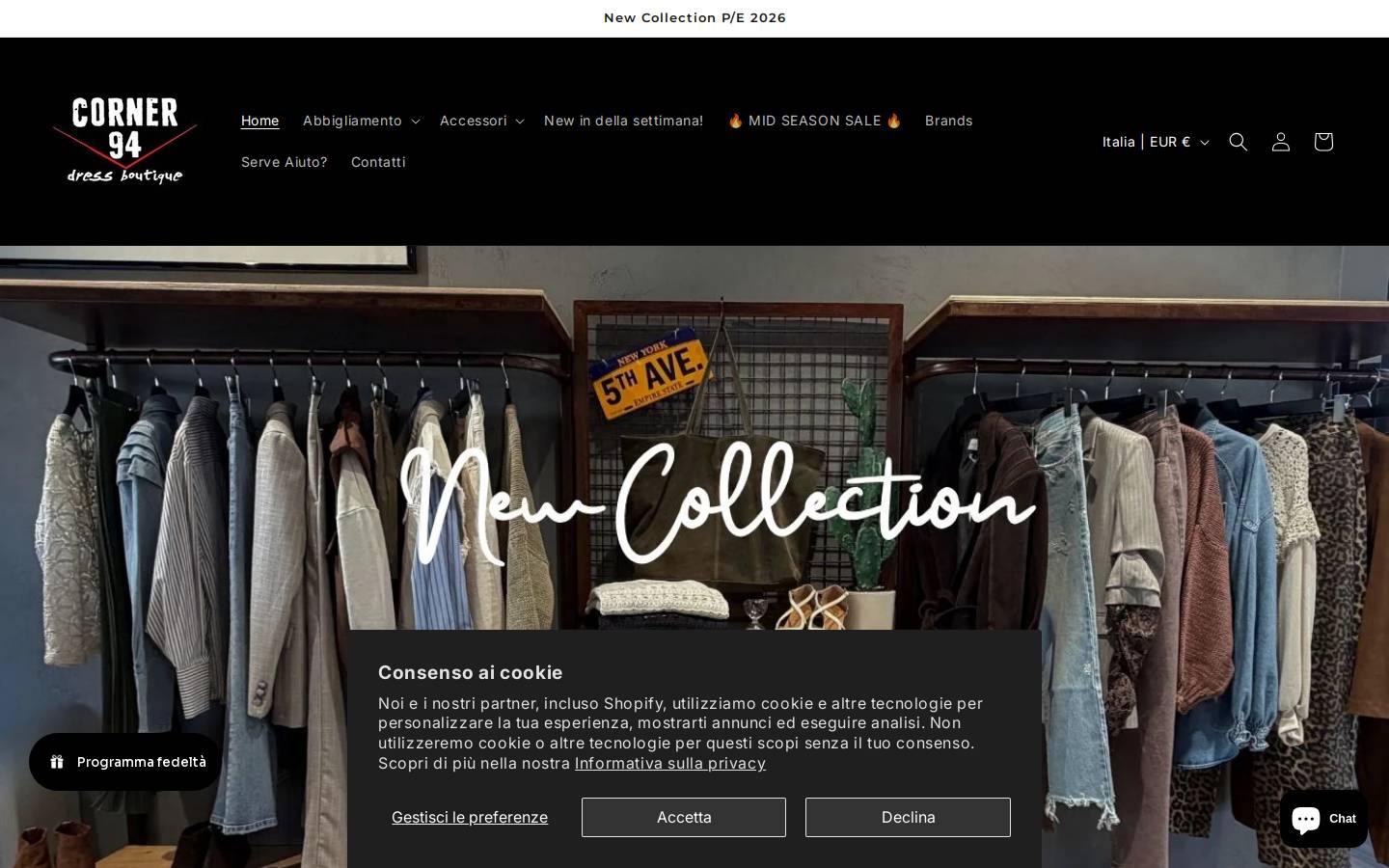 Corner 94 Dress Boutique homepage screenshot
