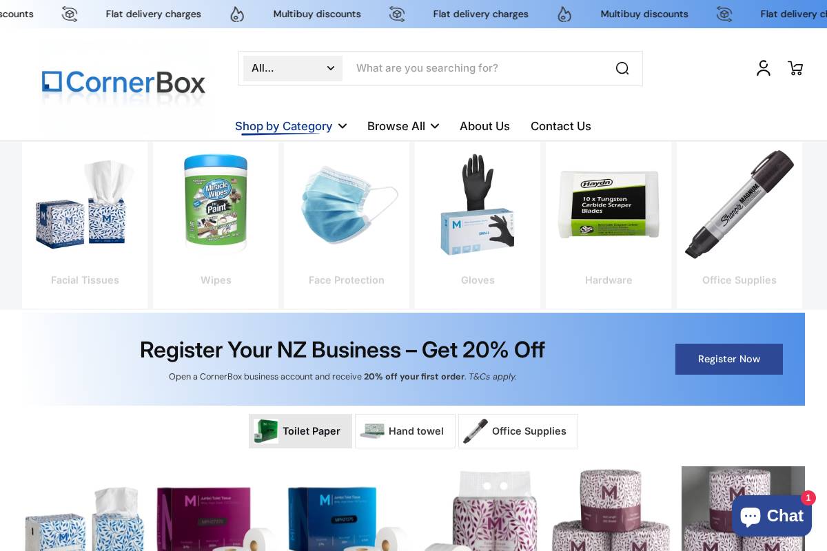 cornerbox.co.nz homepage screenshot