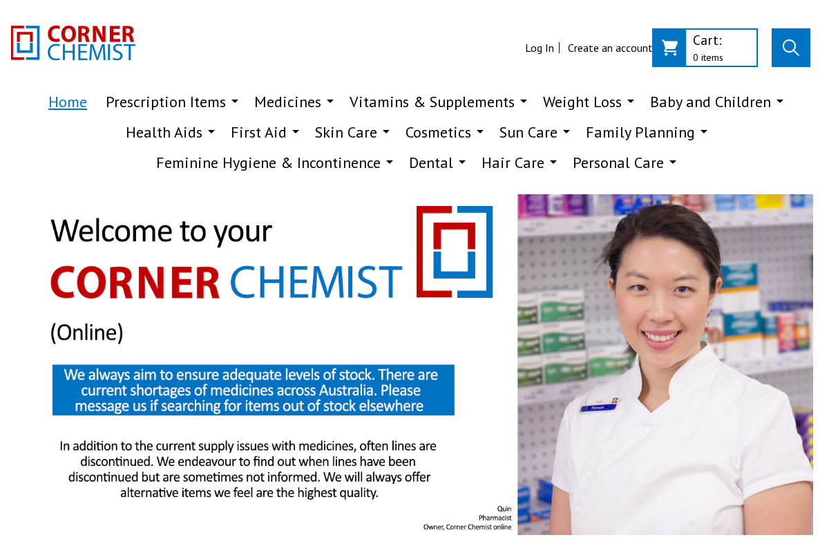 Corner Chemist homepage screenshot