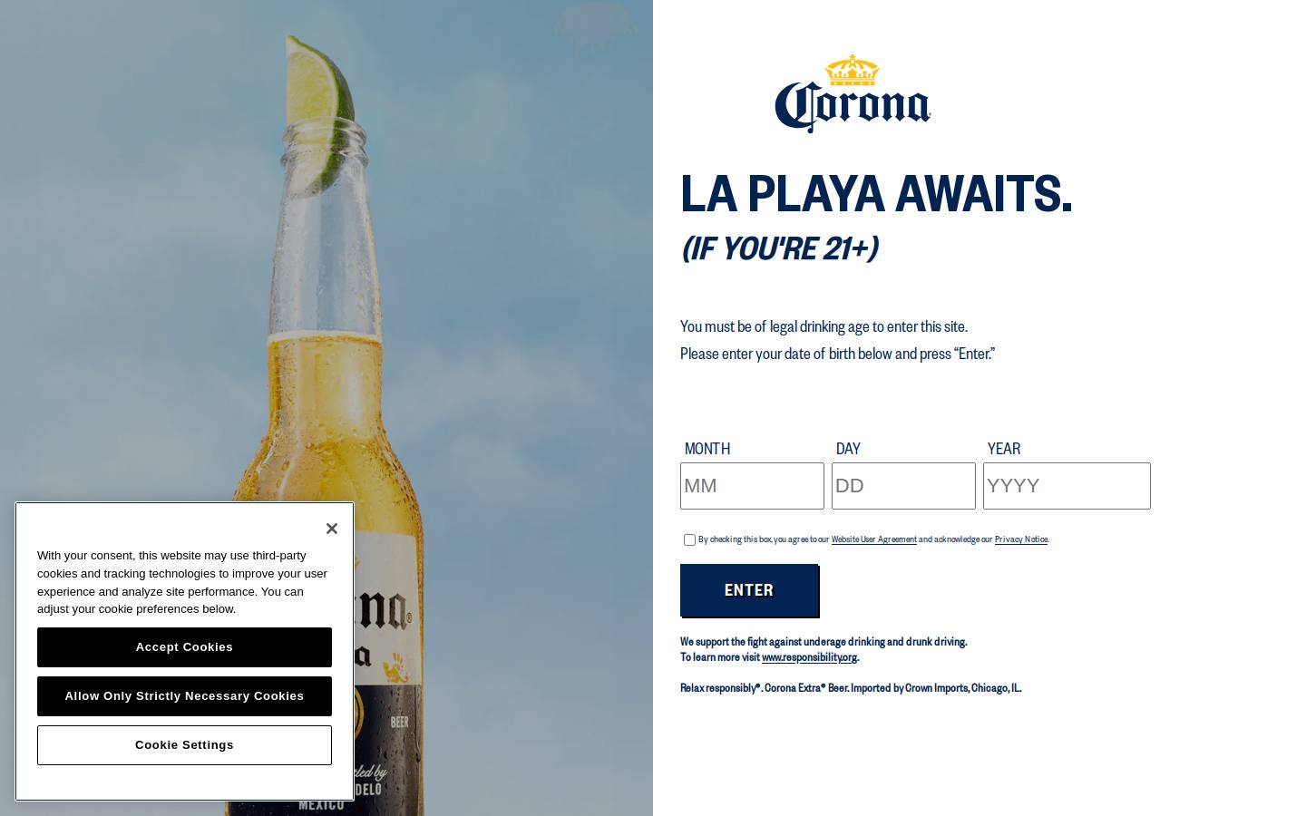 coronausa.com homepage screenshot