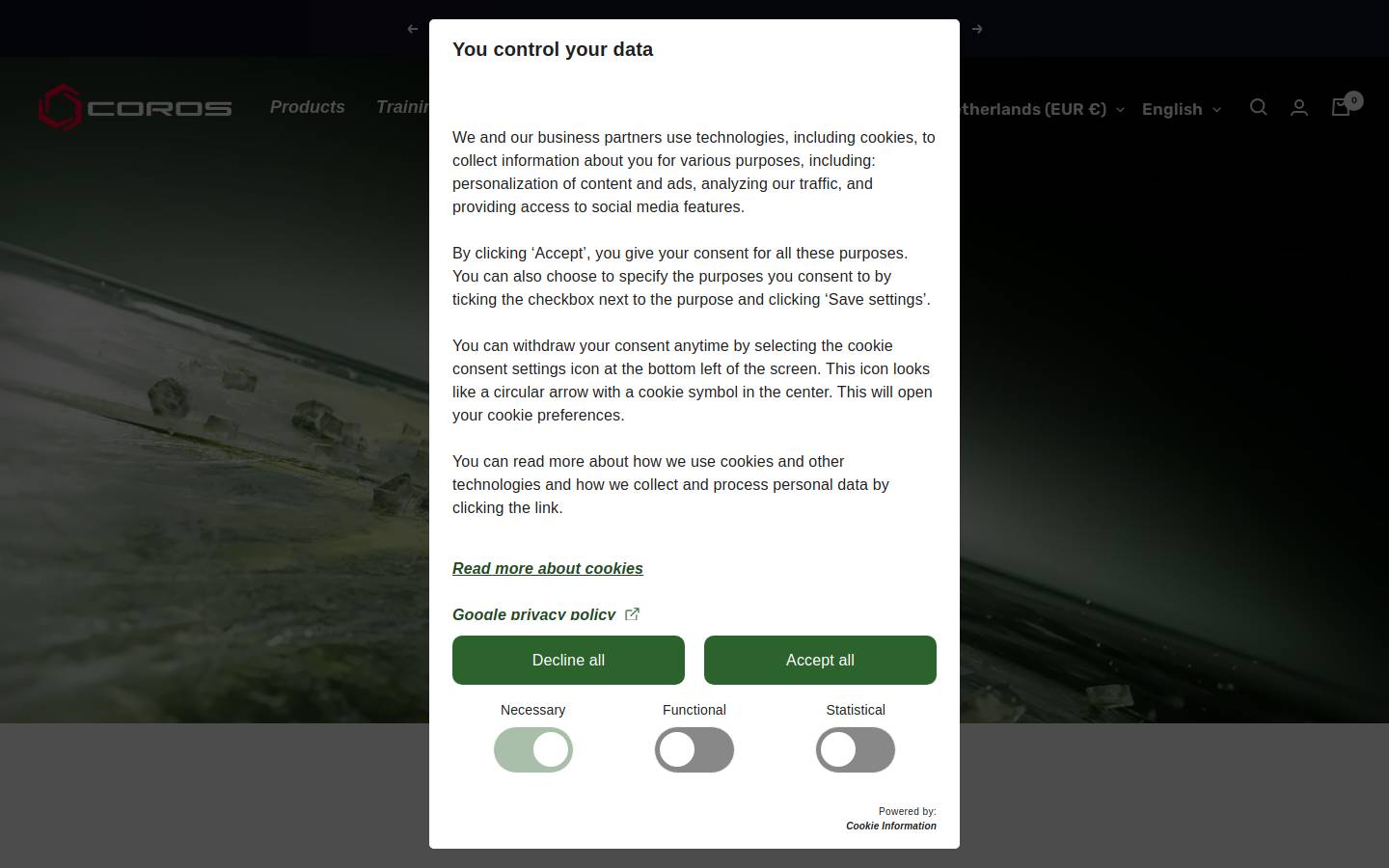 corosbenelux.com homepage screenshot