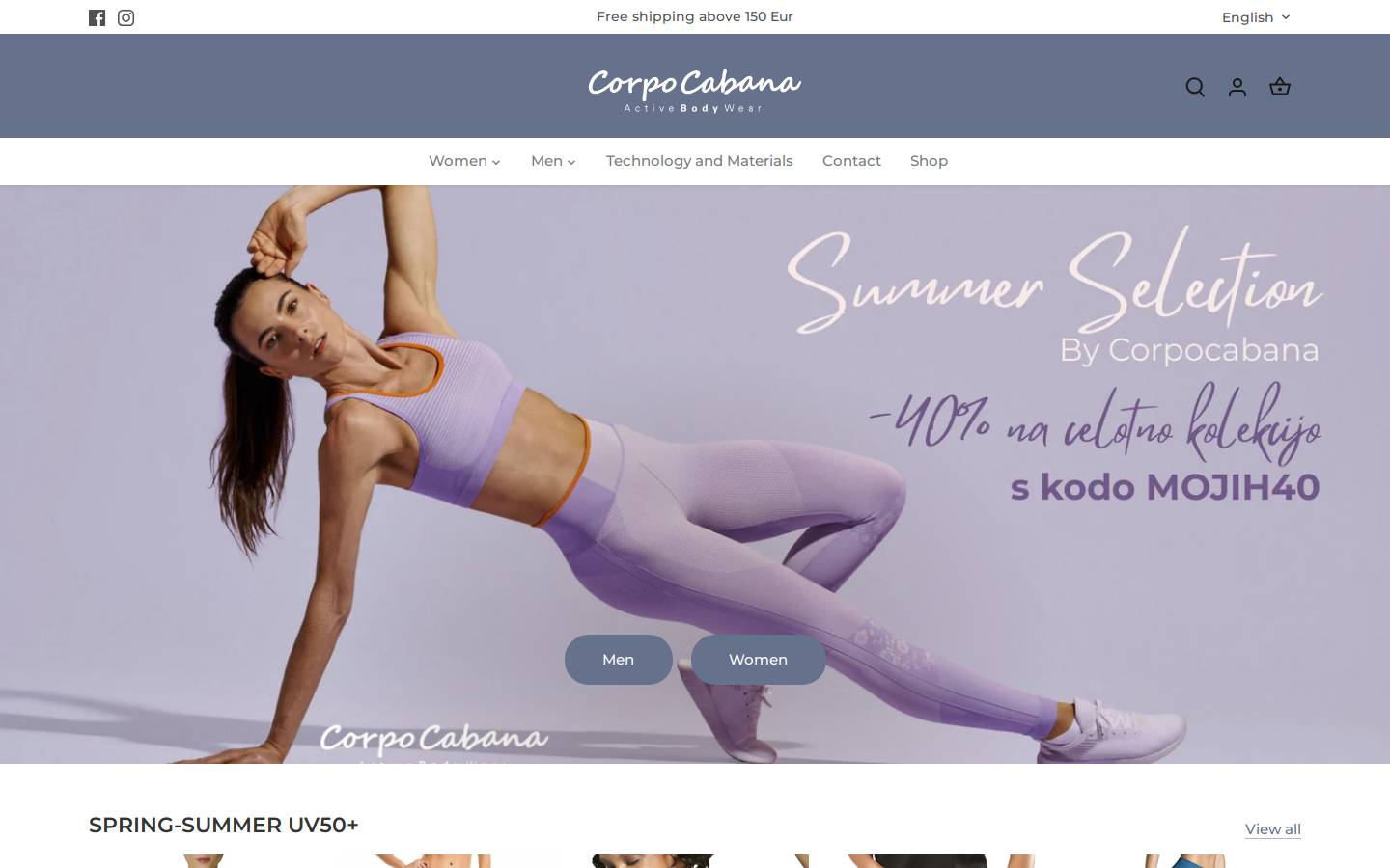 corpocabana.com homepage screenshot