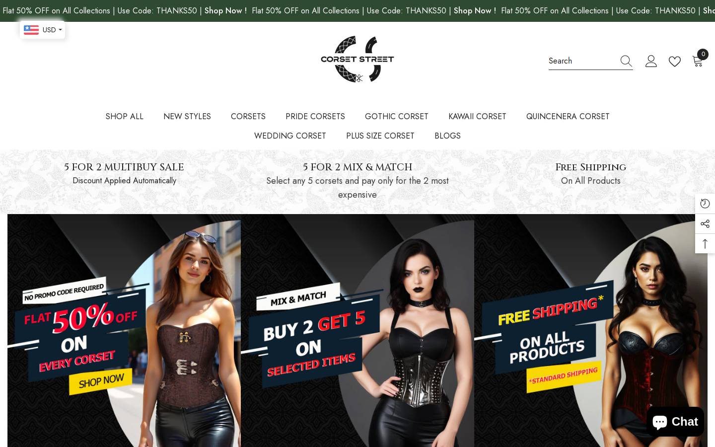 corsetstreet.com homepage screenshot