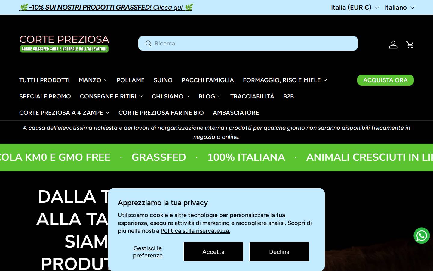 Cortepreziosa homepage screenshot