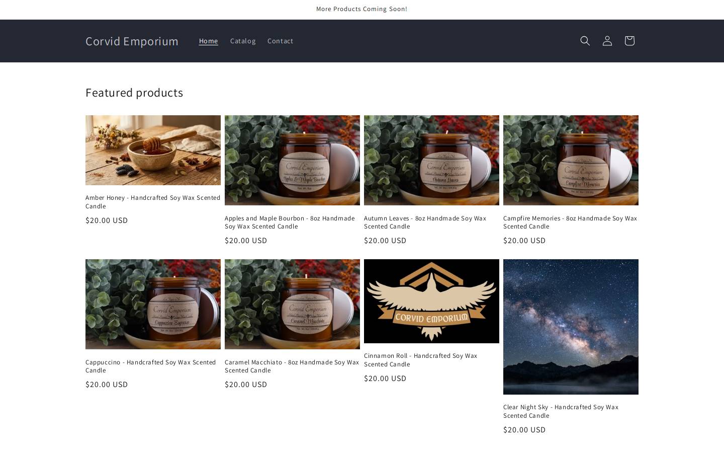 corvidemporium.com homepage screenshot