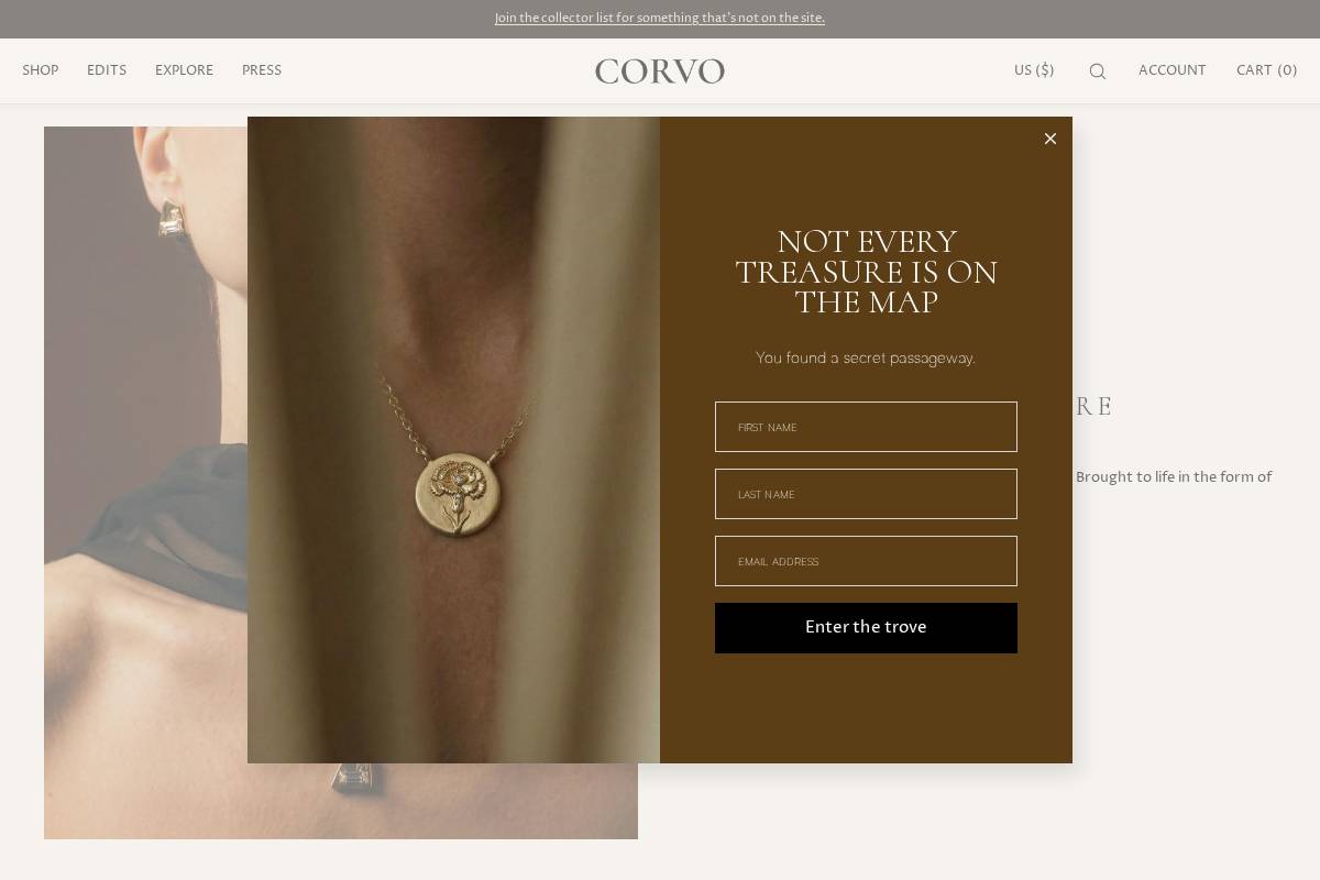 corvojewelry.com homepage screenshot